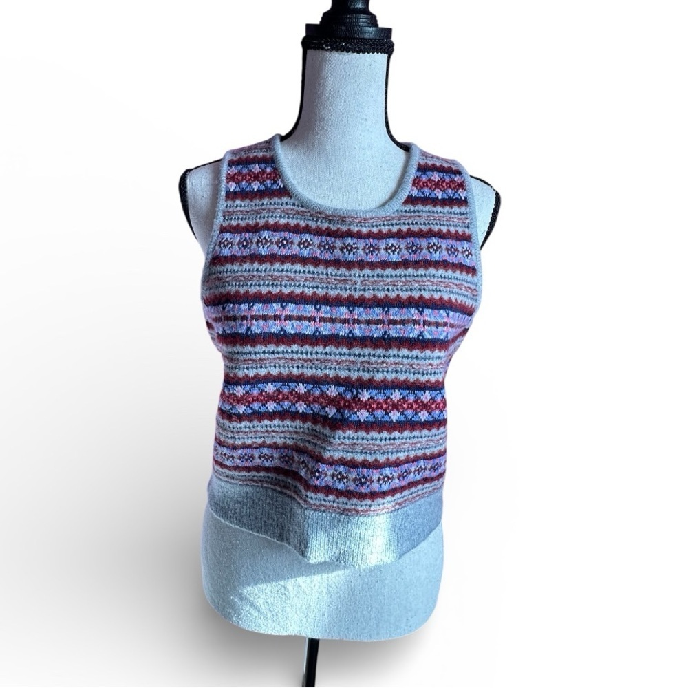 J.Crew Fair Isle Sweater Shell In Boiled Wool Heather Medium Grey Multi S